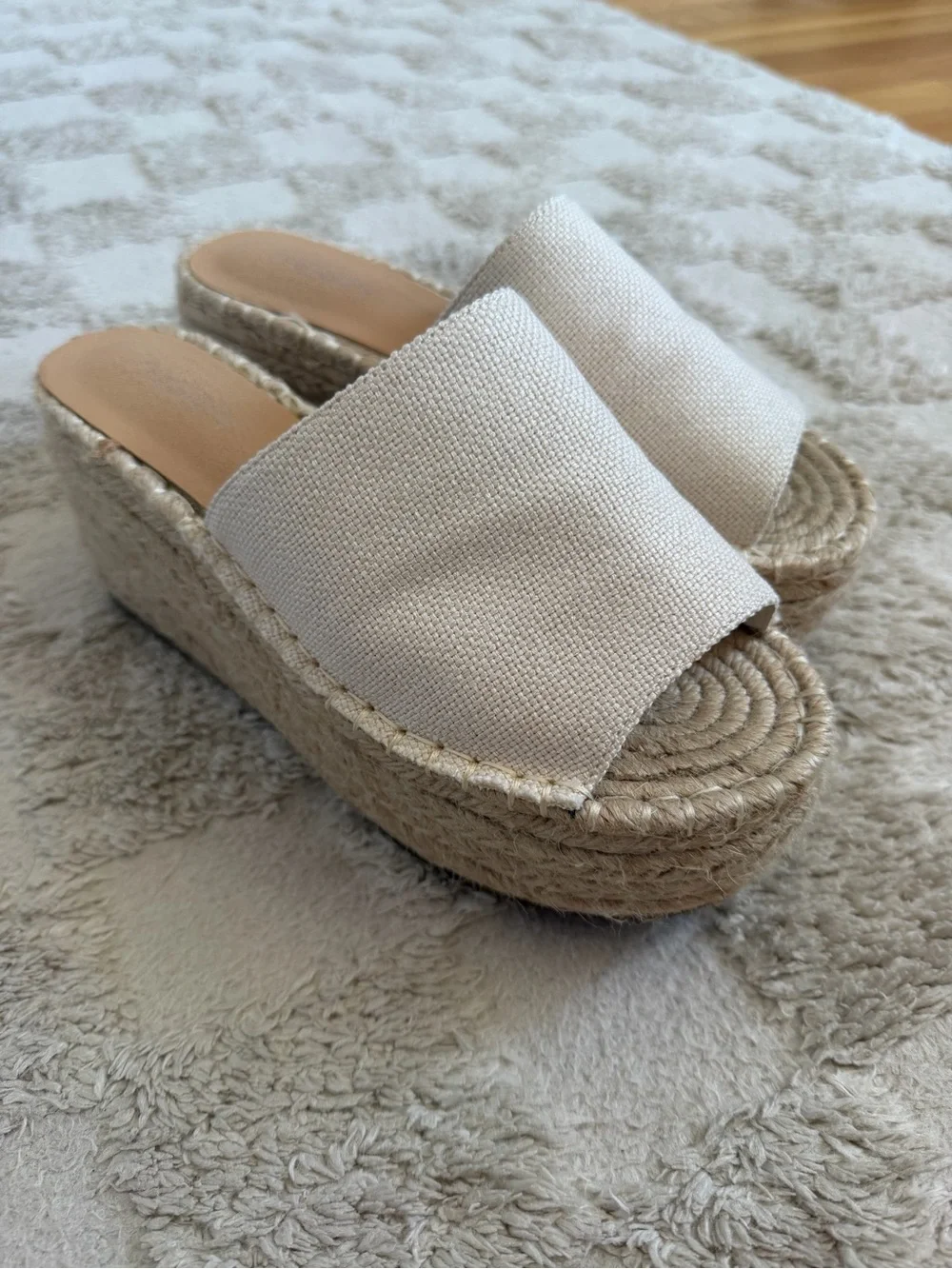 Princess Polly White Espadrille Platform Wedge Slide Sandals